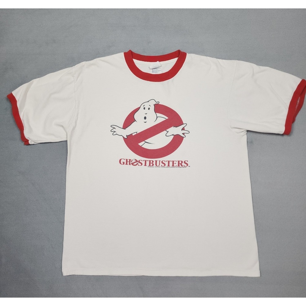 Vintage 2004 Ghostbusters T Shirt Mens L White Ringer Movie Promo Tee
